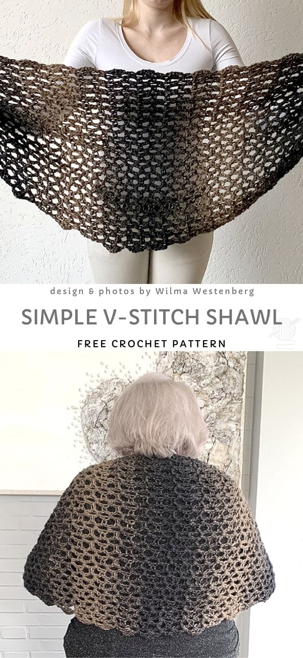 Simple V-Stitch Shawl Free Crochet Pattern