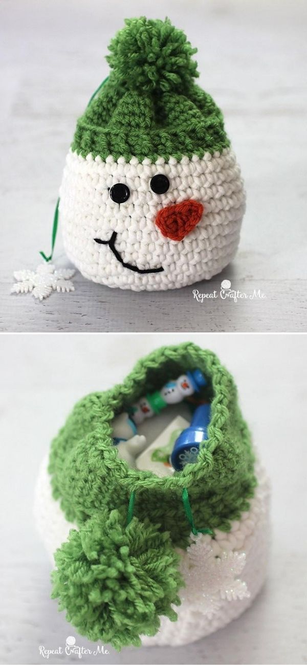 Crochet Gift Sack in snowman design