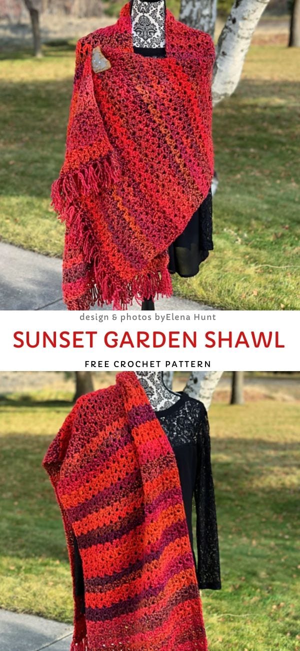 Sunset Garden Shawl Free Crochet Pattern
