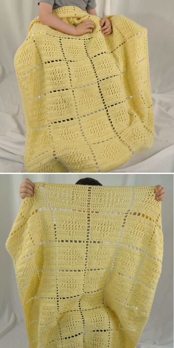 Yellow Diamond Square Baby Afghan