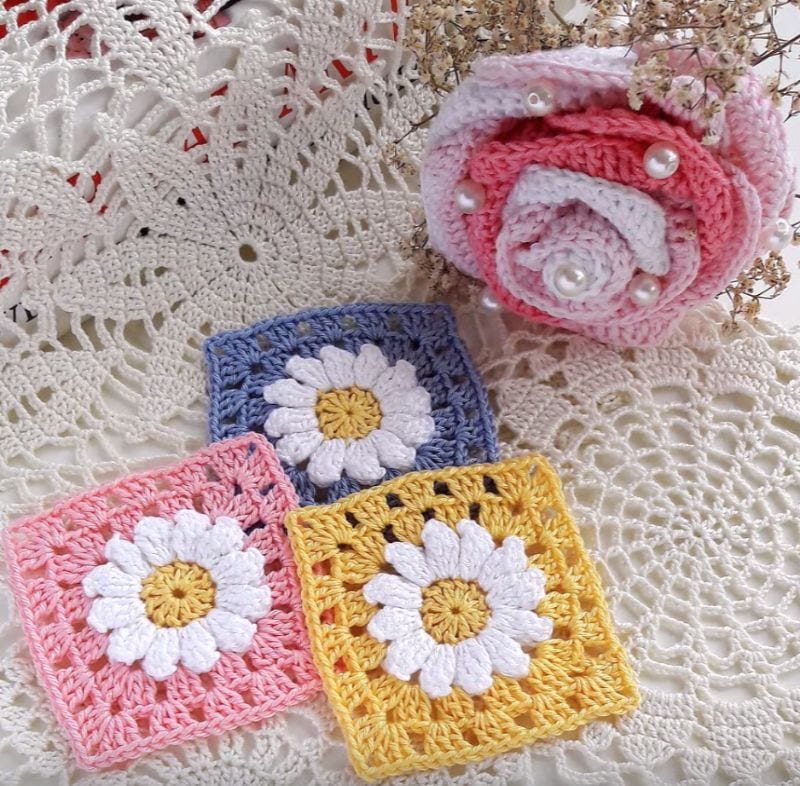 Crochet Flower Granny Square Motif Free Crochet Pattern