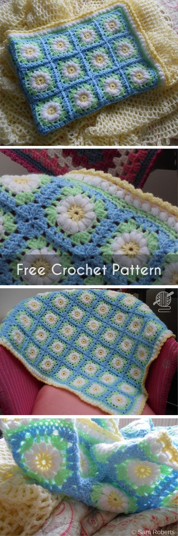 Free Crochet Pattern Daisy Meadow Baby Blanket