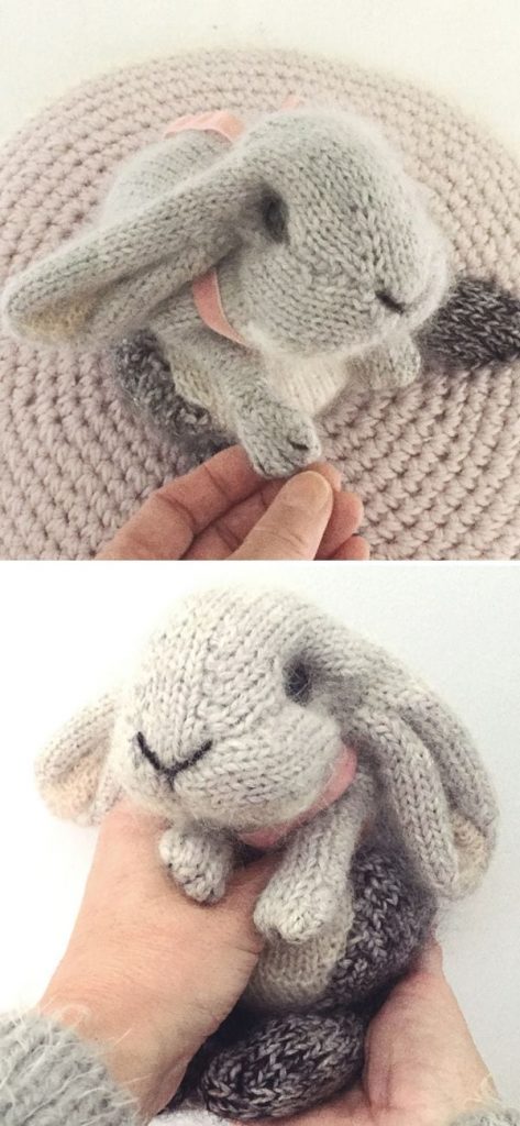 grey soft knitted animal rabbit