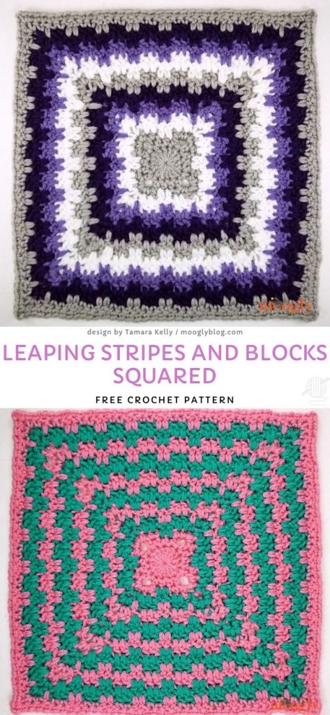 Leaping Stripes and Blocks Squared Free Crochet Pattern