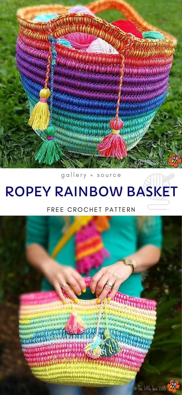 Ropey Rainbow Basket free crochet pattern 1