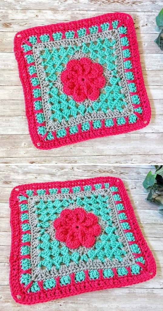 bright red and mint square