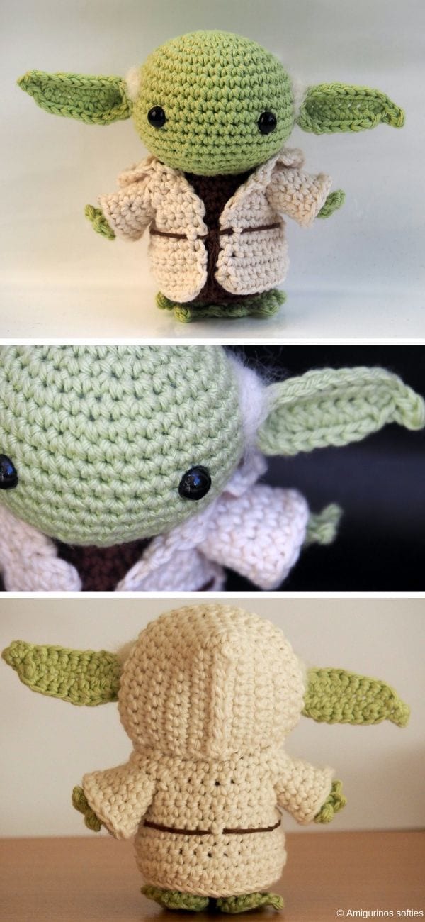 green toy in cardigan