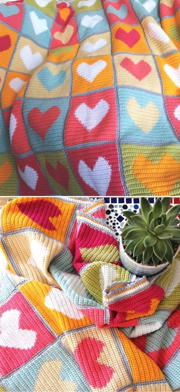 Colourful Heart Blanket