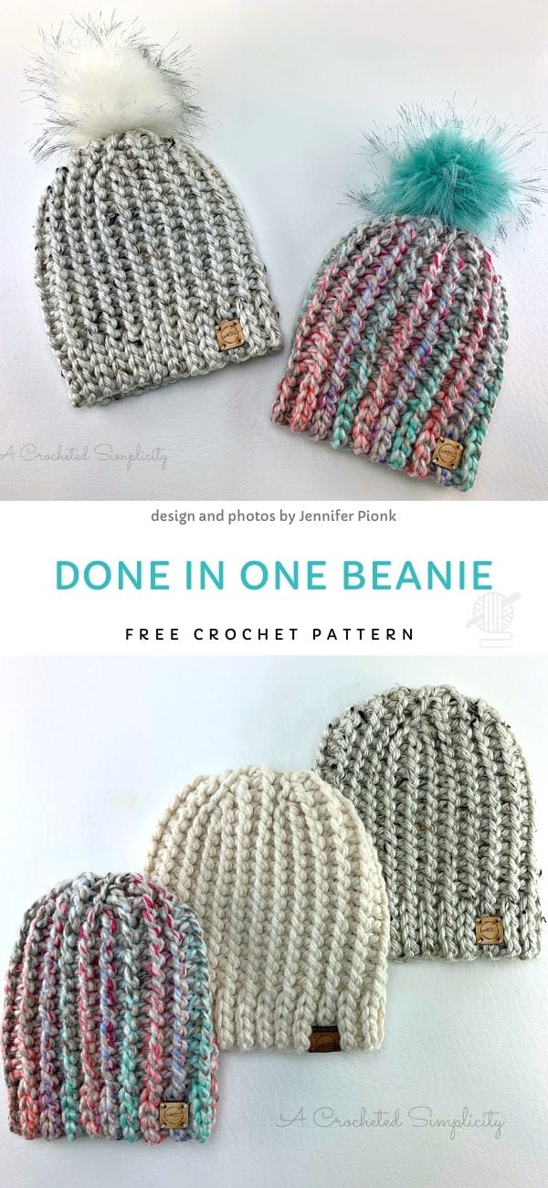Done in One Beanie Free Crochet Pattern
