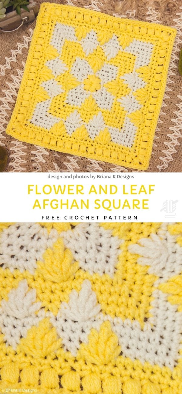 Flower And Leaf Afghan Square Free Crochet Pattern