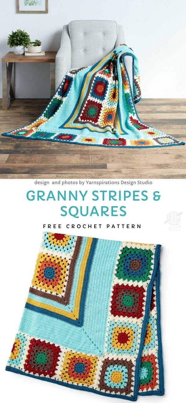 Granny Stripes & Squares Free Crochet Pattern