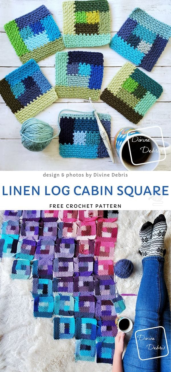 Linen Log Cabin Square Free Crochet Pattern