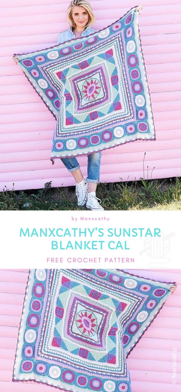 Manxcathy’s Sunstar Blanket CAL free crochet pattern 1