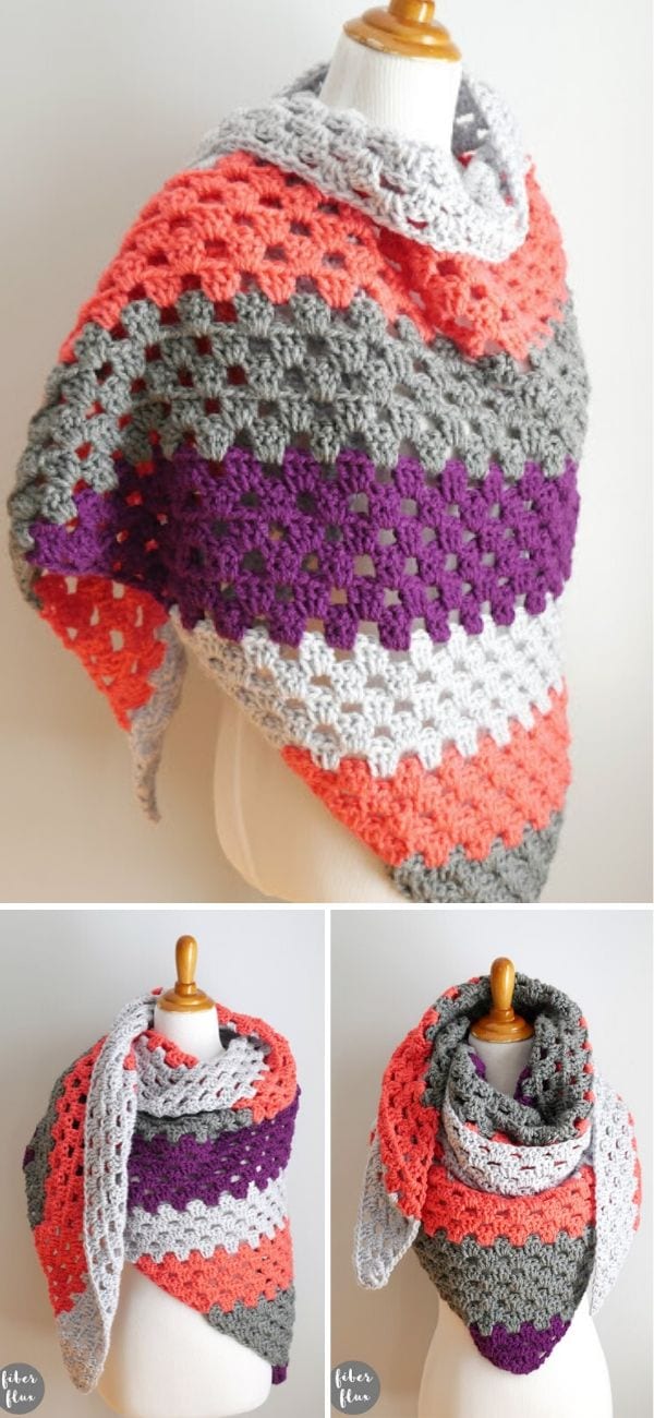 Quick Gift Triangle Shawl Free Crochet Pattern