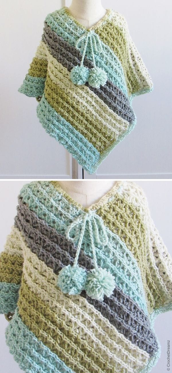 Sea Breeze Poncho for Kids Free Crochet Pattern