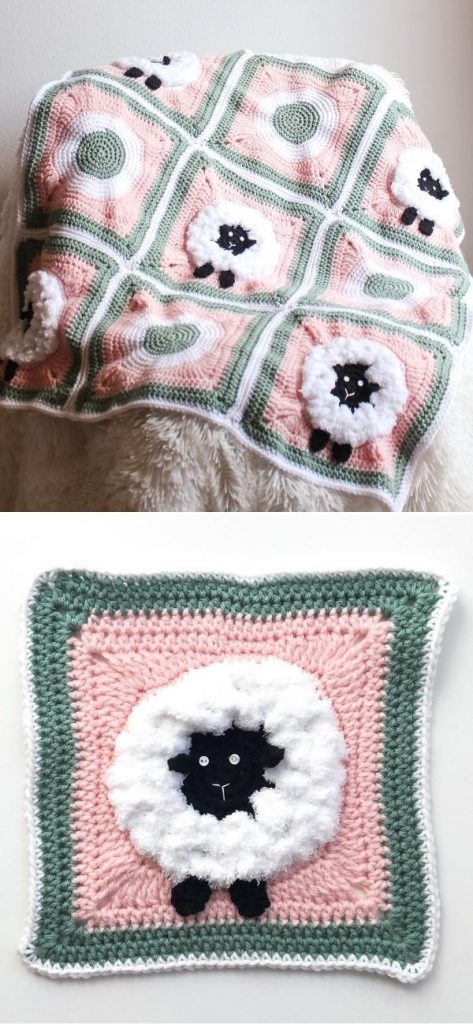 Sheep Granny Square Blankie