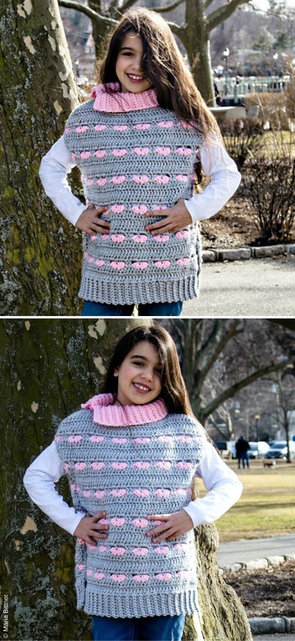 Sweetheart Poncho Sweater Free Crochet Pattern