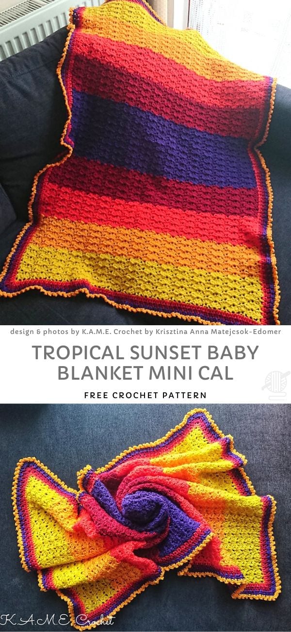 Tropical Sunset Baby Blankie mini CAL Free Crochet Pattern