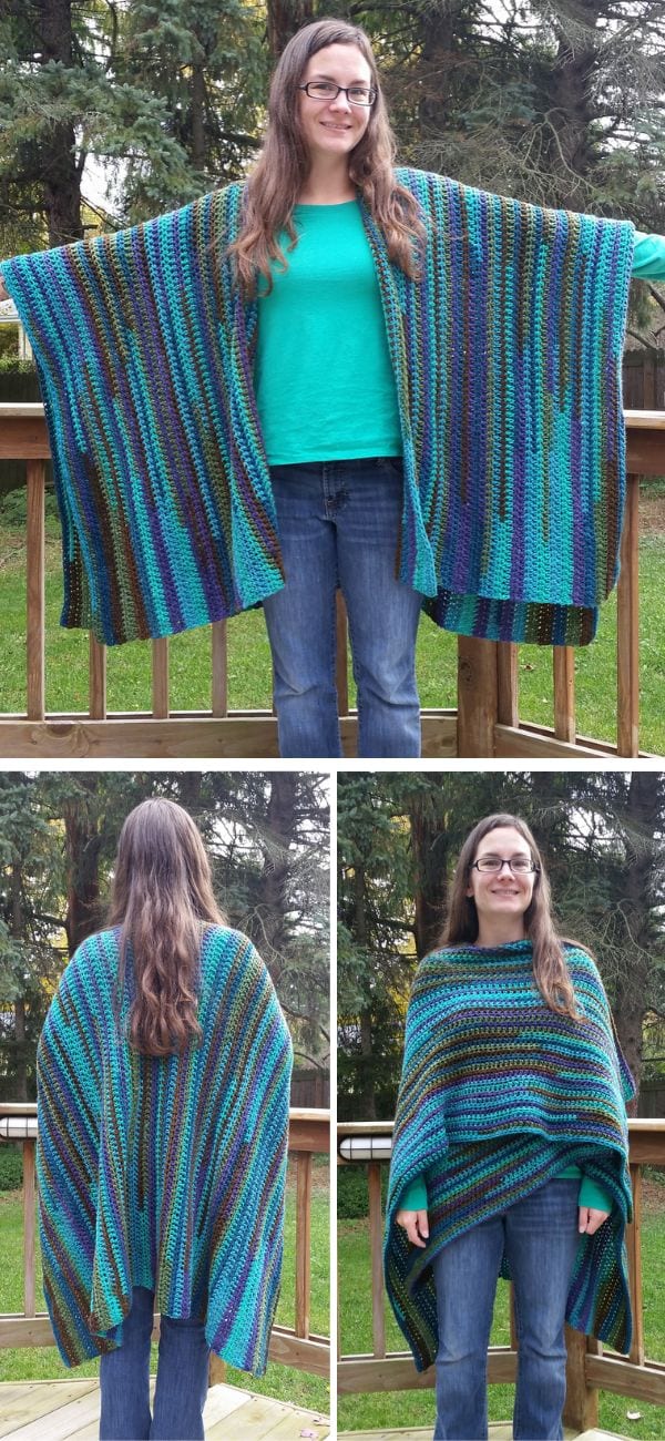 Boho Cozy Wrap/Ruana Free Crochet Pattern