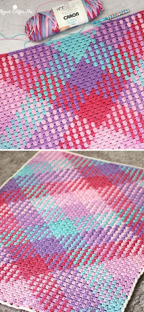 Color Pooling Baby Blankie Free Crochet Pattern