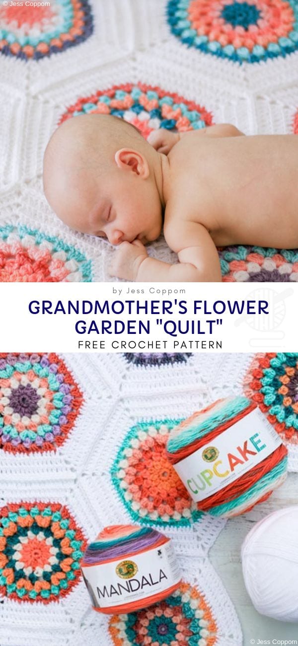 Grandmother's Flower Garden "Quilt" Free Crochet Pattern