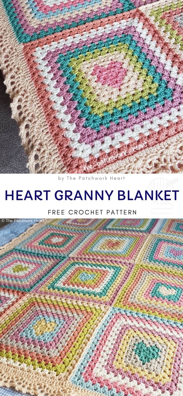 Heart Granny Blanket Free Crochet Pattern