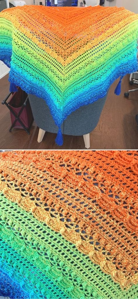 Colorful rainbow shawl