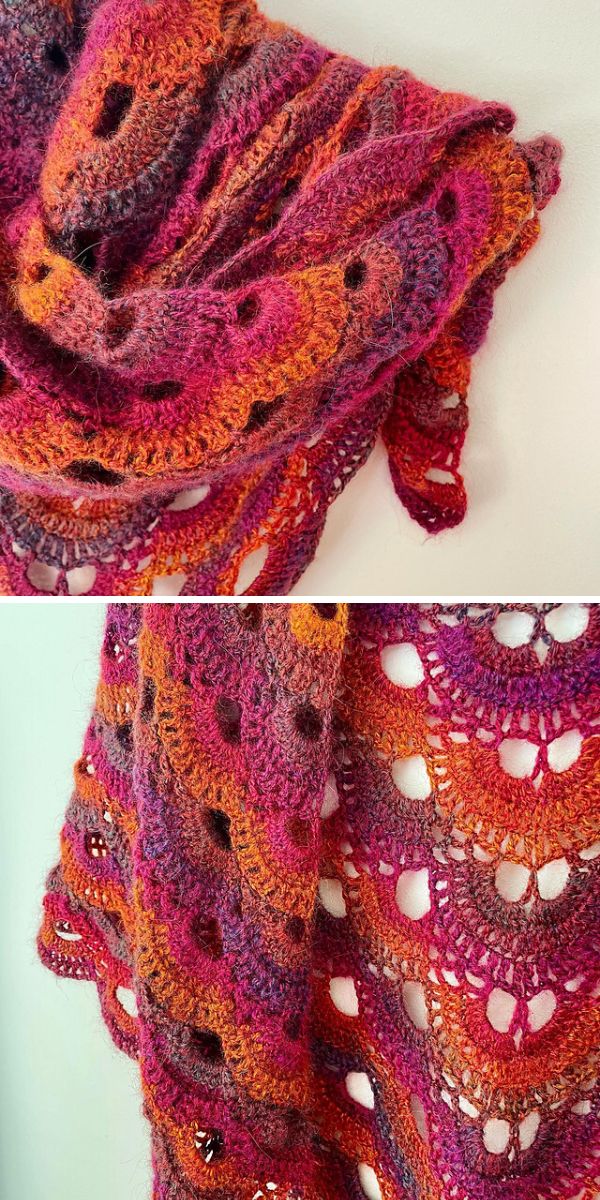 Two pictures of a shawl.