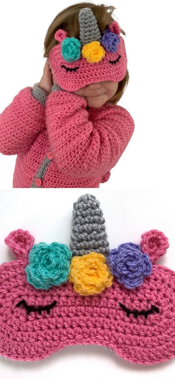 unicorn crochet slip mask for kids