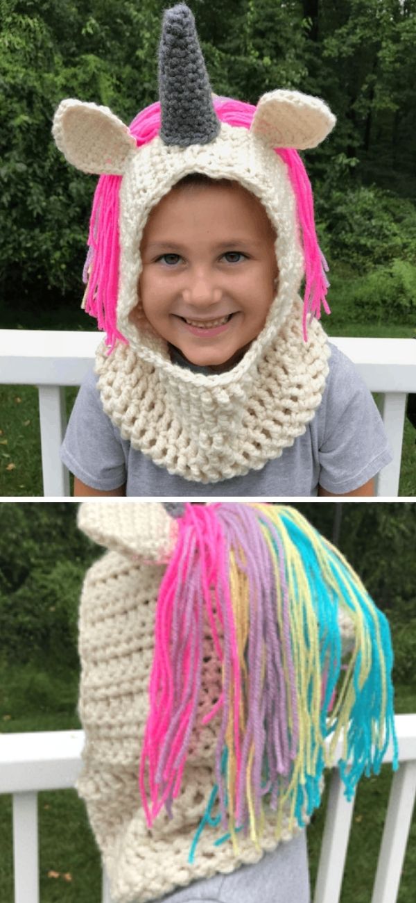 Unicorn Hooded crochet Cowl