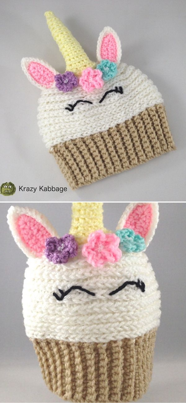 Unicorn Cupcake crochet Beanie