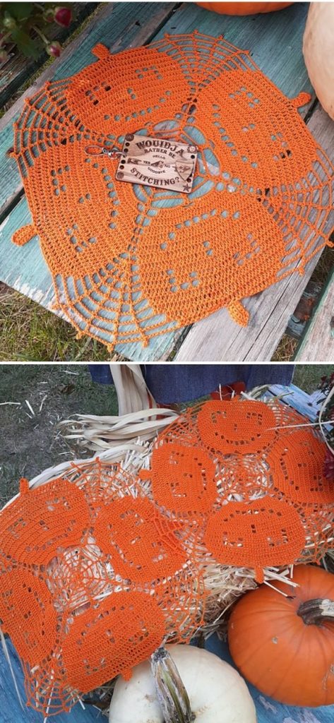 orange pumpkin doily