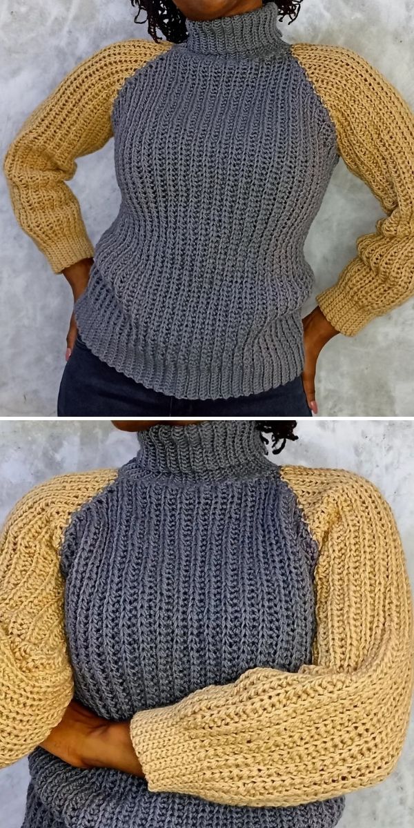 Turtleneck Colour Block Sweater