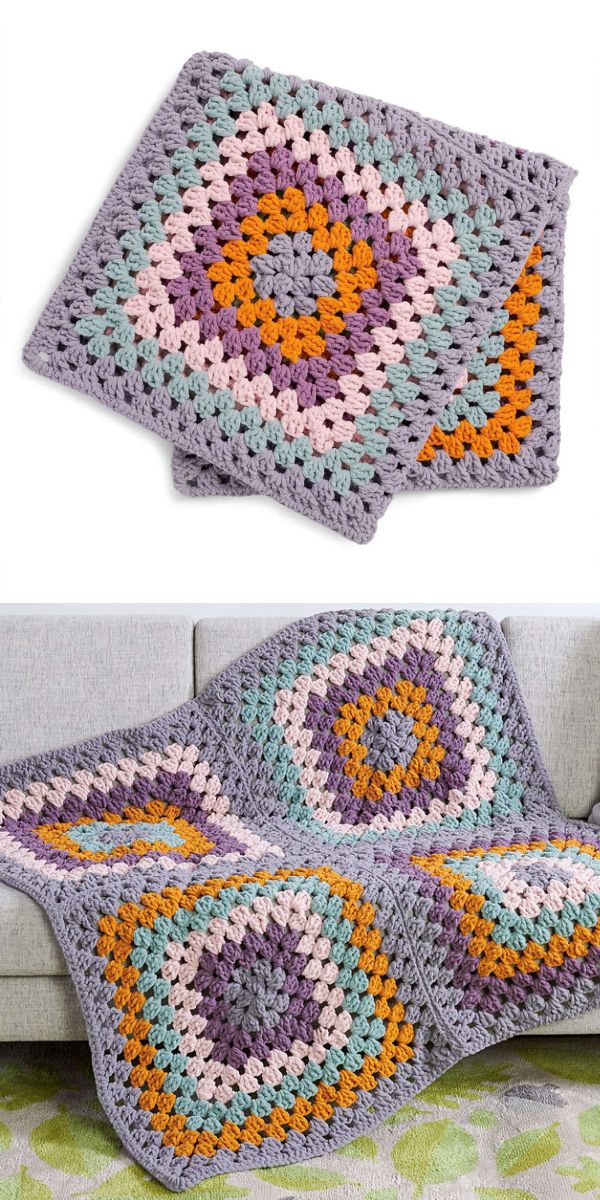 Crochet granny square throw pattern.