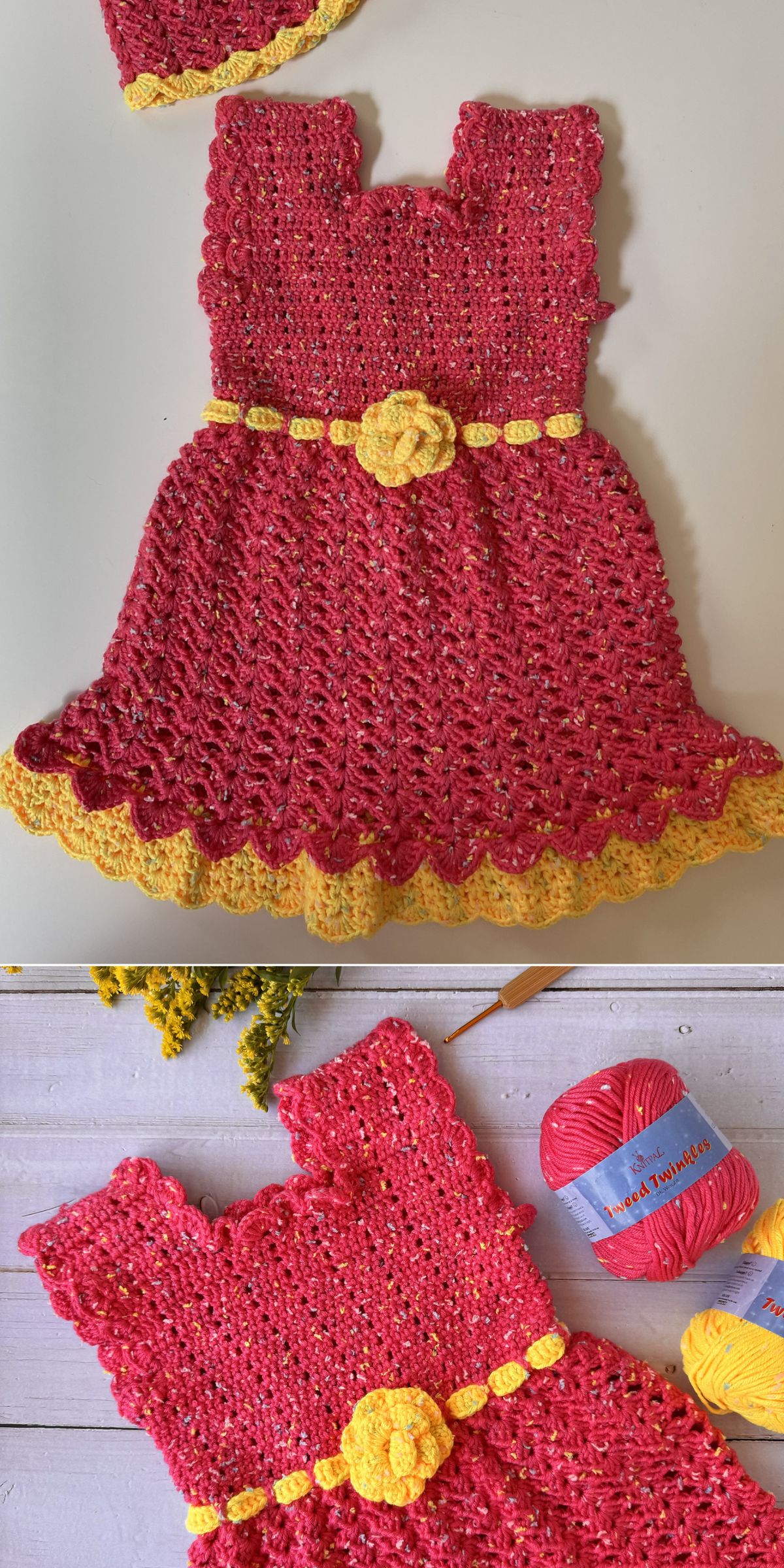 corset black wedding dresses Pink Crochet Baby Dress, Hat and Booties Newborn / White Everything