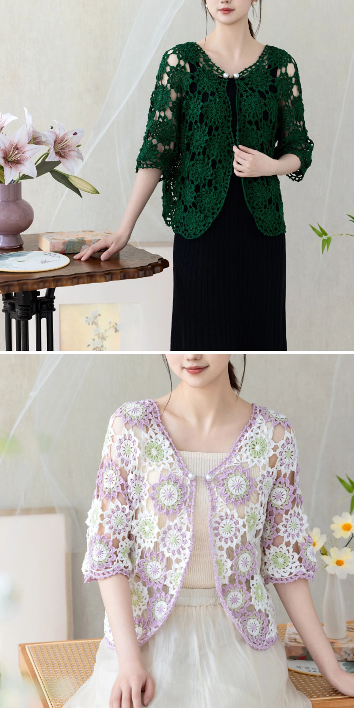a floral lace cardigan