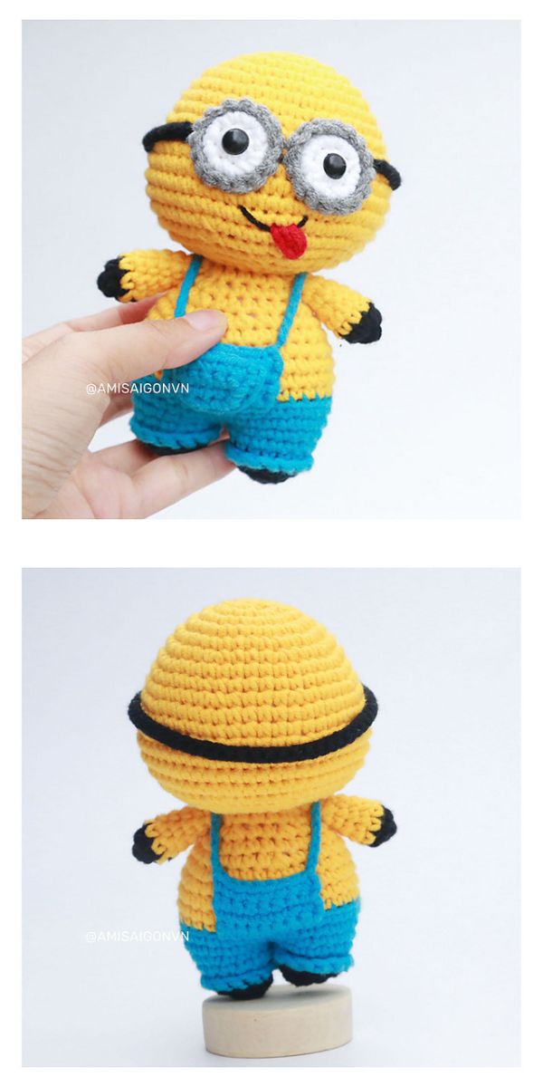 Crocheted minion amigurumi pattern.