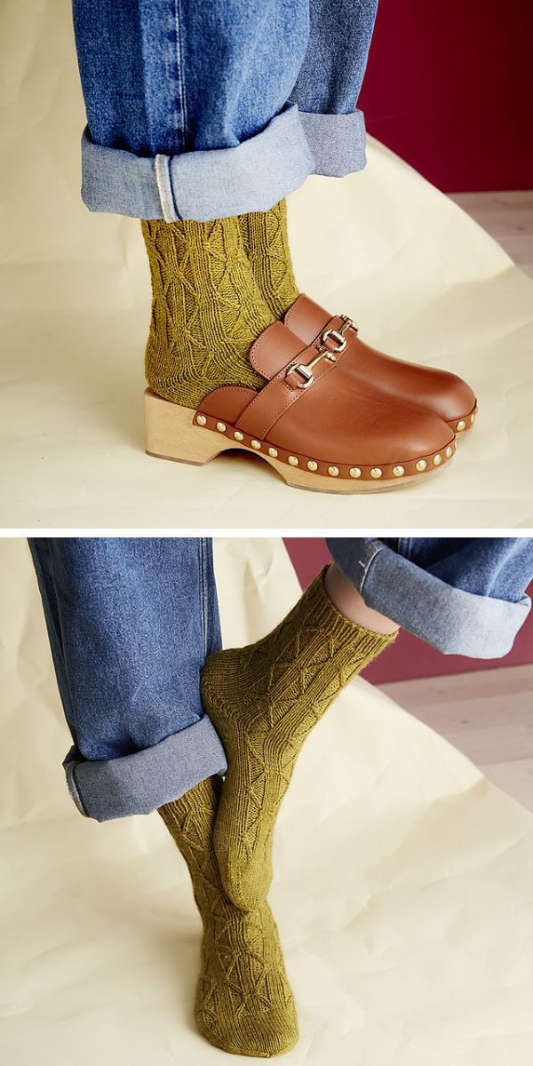 A pair of knitted socks and a pair of shoes.