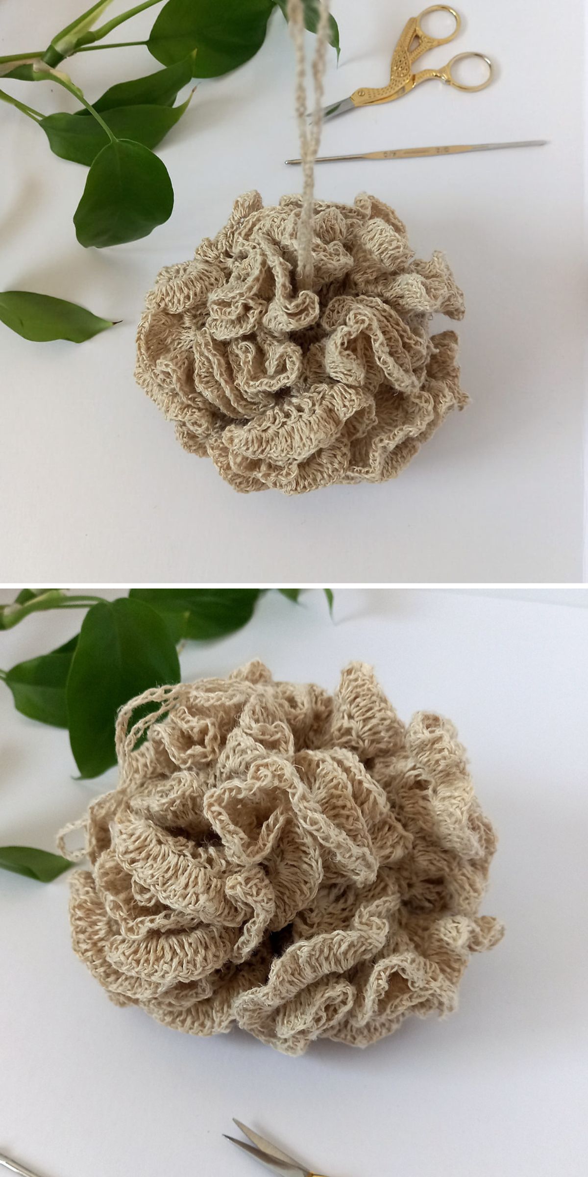 a crochet loofah