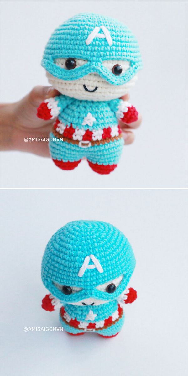 Captain America amigurumi pattern.
