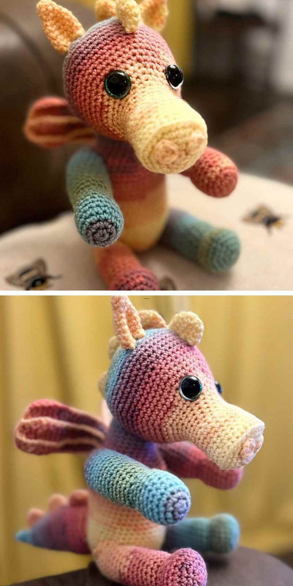This is a picture of a crocheted dragon.