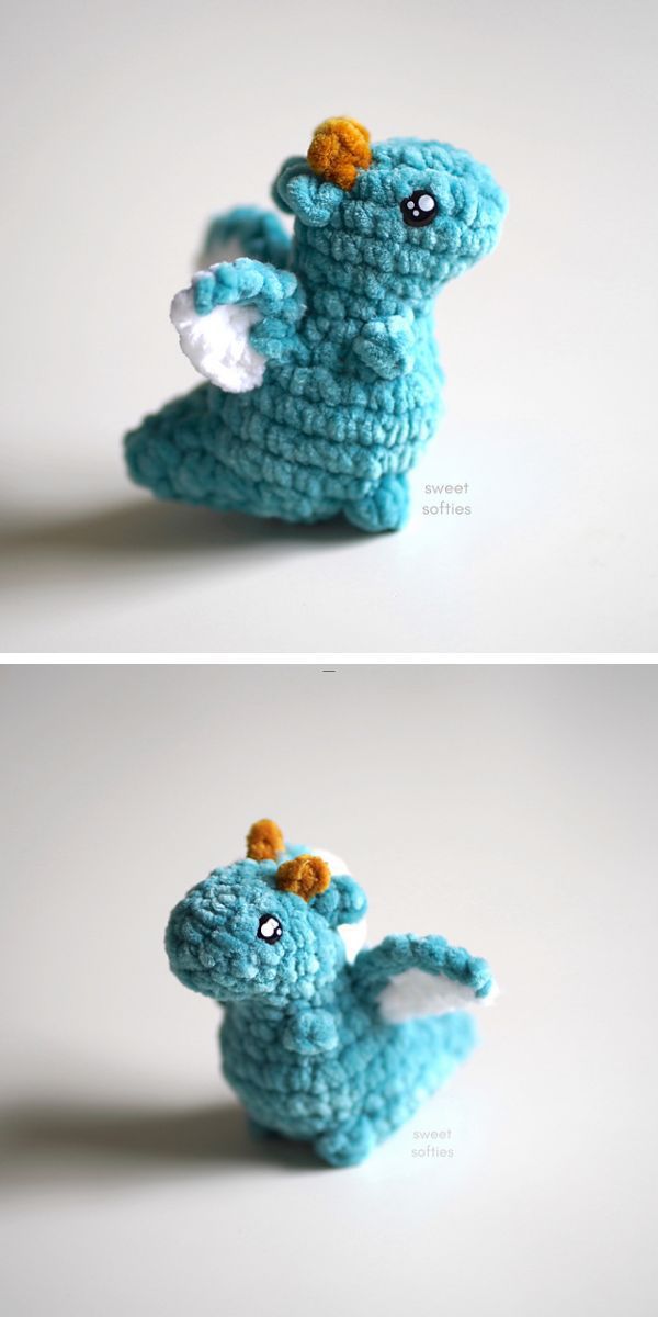 A crochet amigurumi dragon.