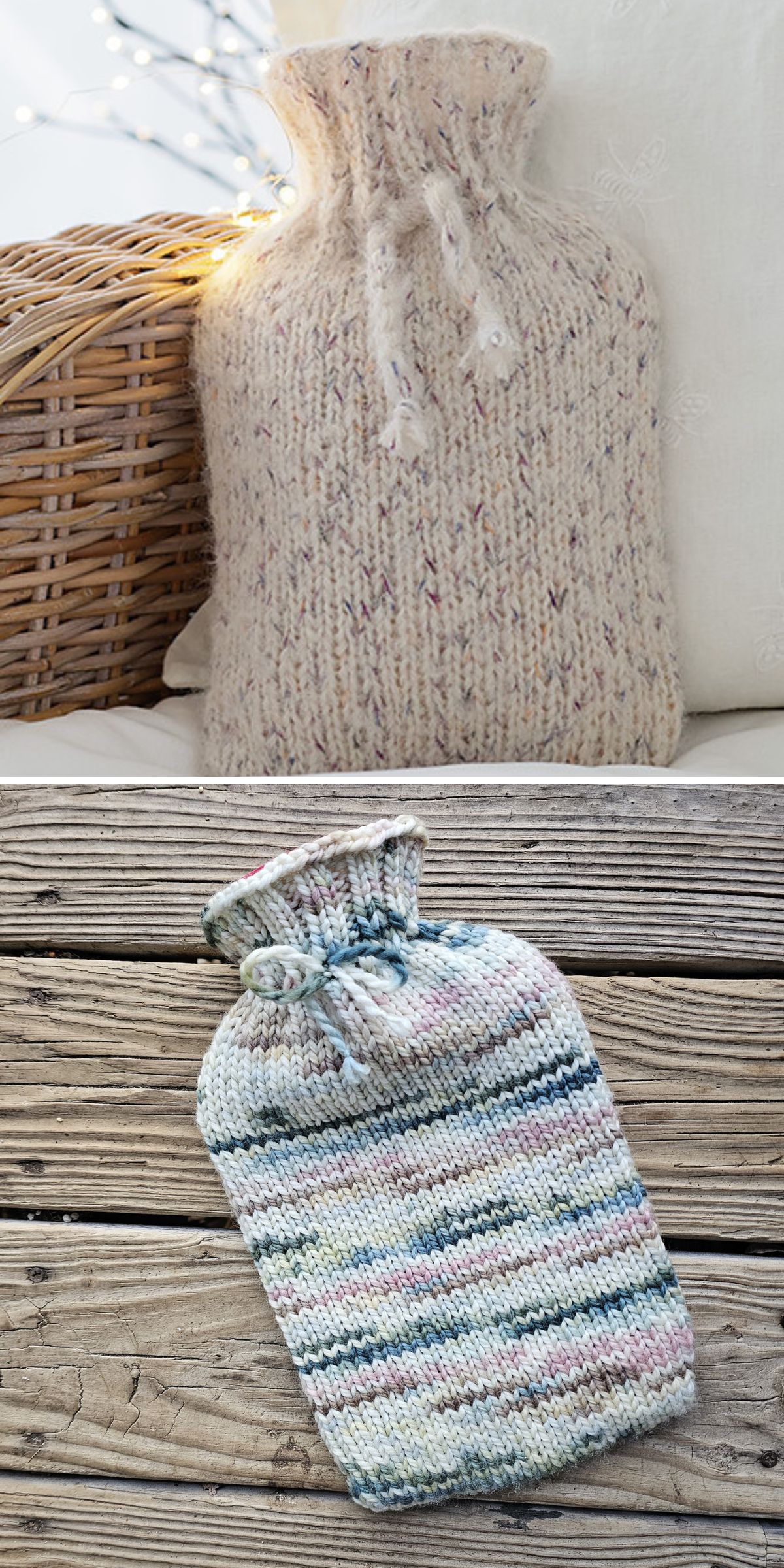a knitted hot water bottle cover