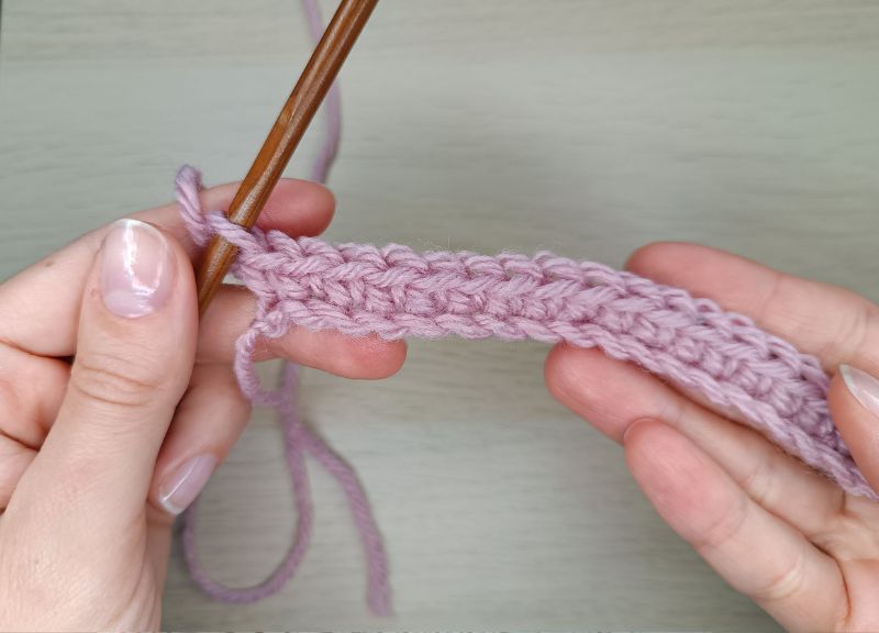 The process of creating single crochet stitch