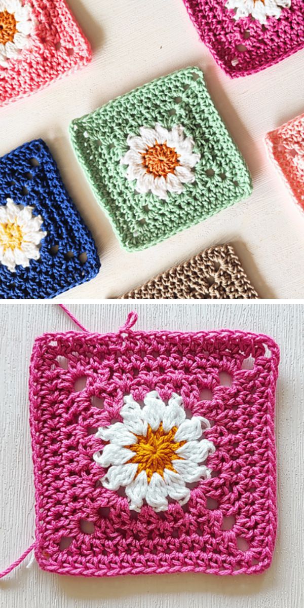 crochet daisy flower squares