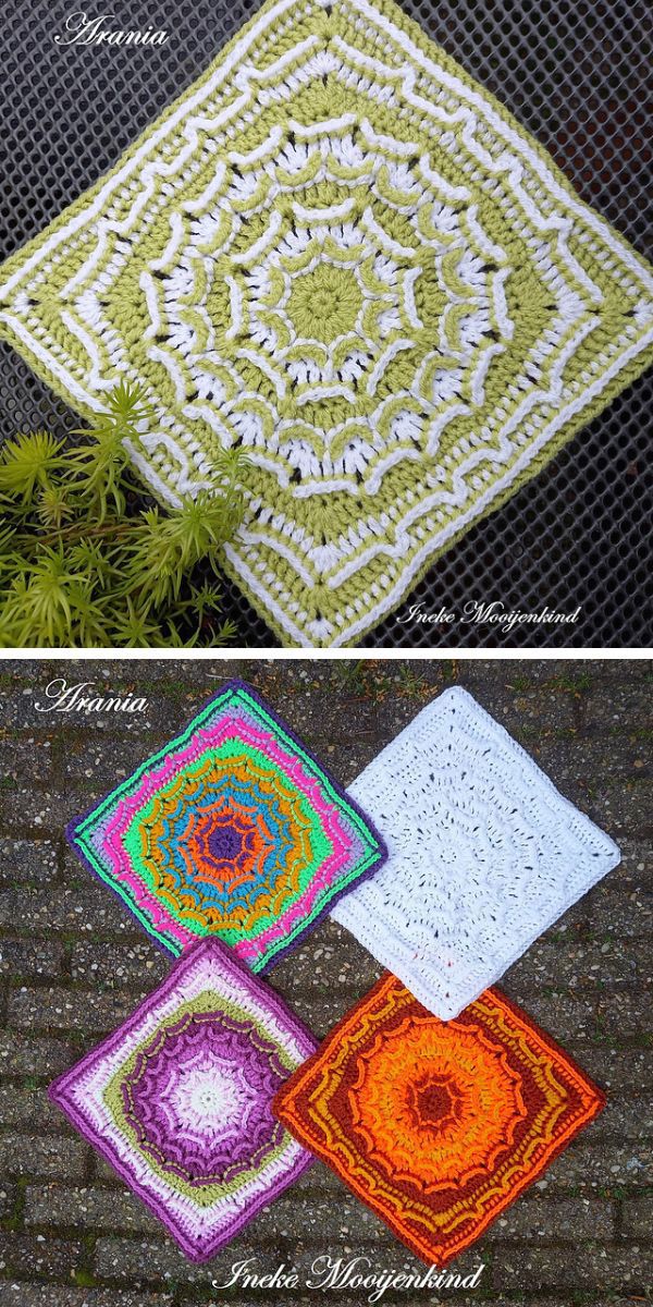 a set of granny squares in different colors