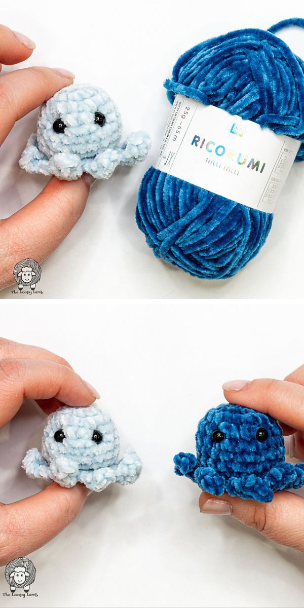 two small crochet octopus amigurumi