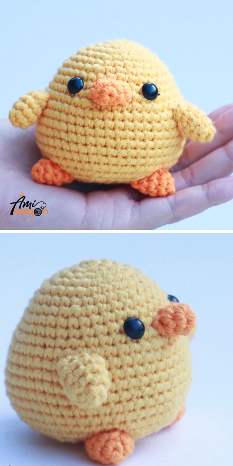a tiny crochet baby chick amigurumi