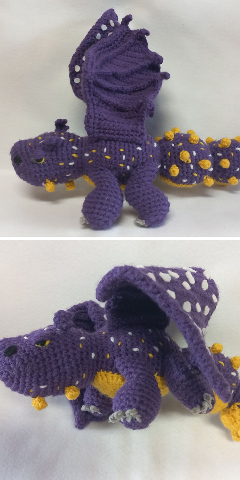 a crocheted dragon amigurumi