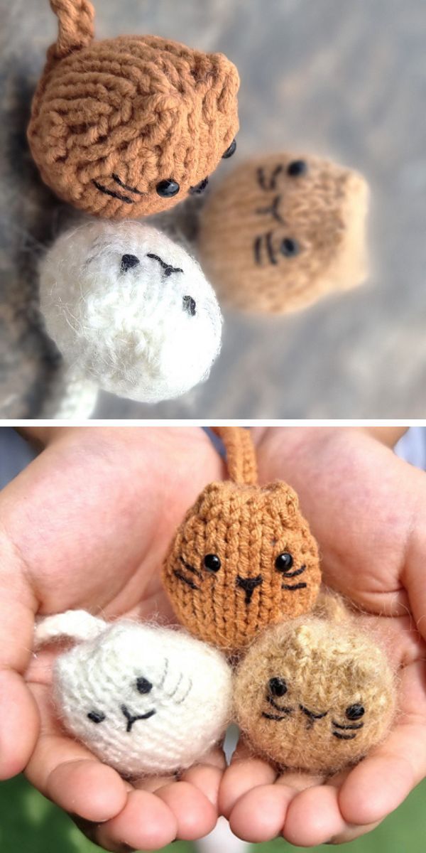 three little knitted cat amigurumi